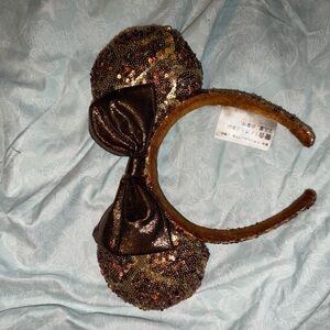 Sequin Mouse Ear Headband with Bow - Animal print